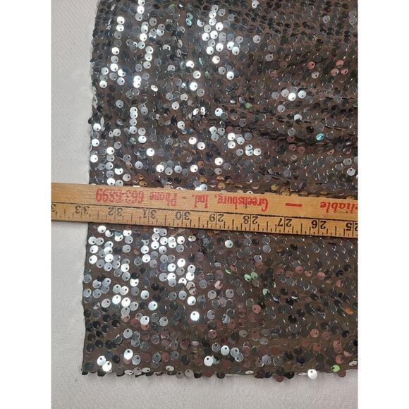 Love Reign Mini Tank Dress Silver Sequin Brown XL Stretch Mob Wife Party Club - Picture 8 of 10